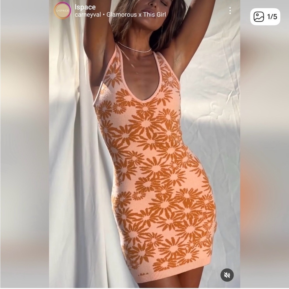 L*Space Peach and Orange Floral Mini Dress